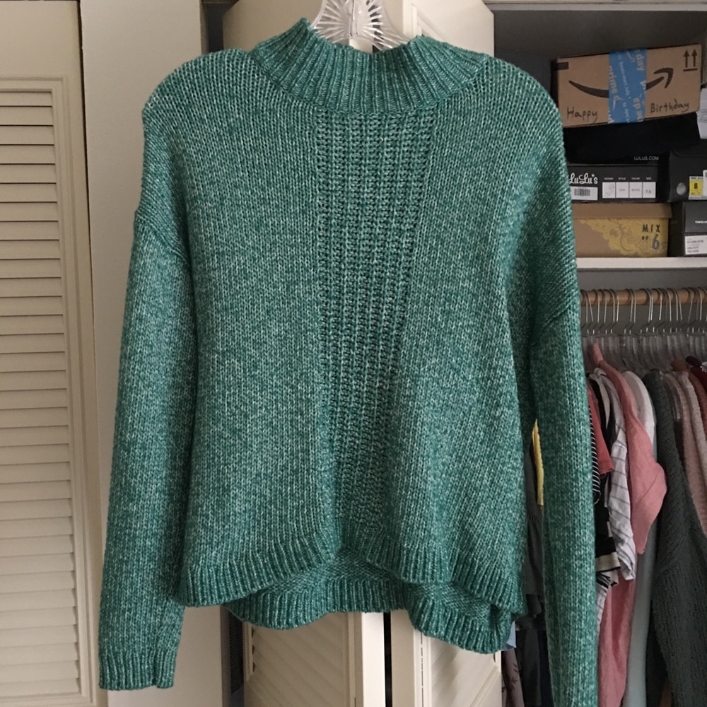 Green mock neck sweater